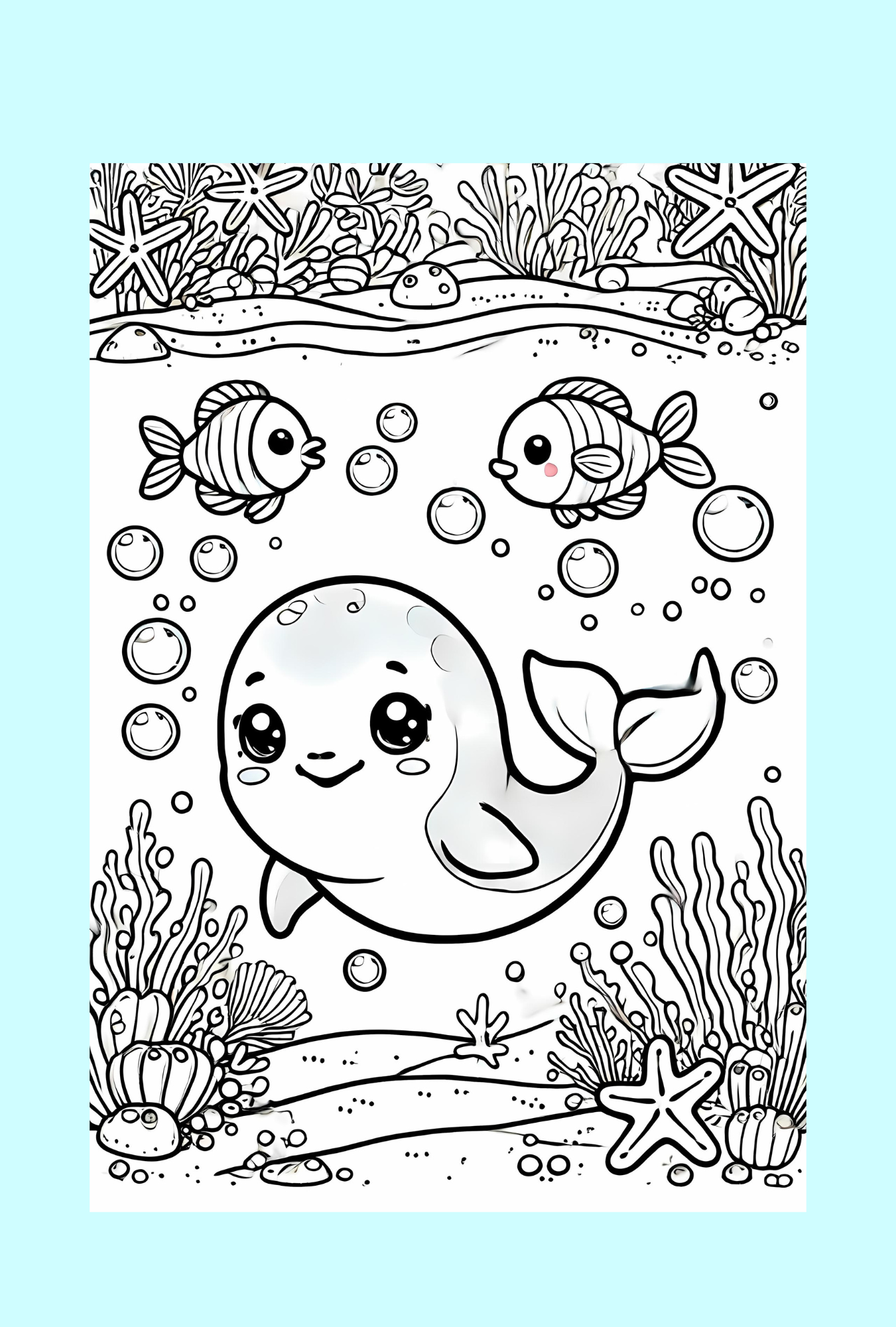 Super Cute Underwater Babies Coloring Book